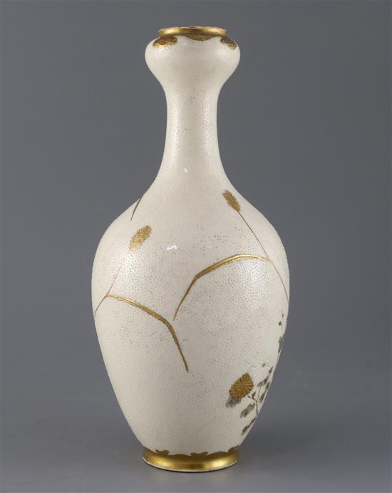 A Japanese Satsuma pottery garlic neck vase, by Kinkozan, late 19th century, H.31cm